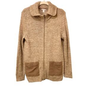 Gap Alpaca Wool Blend Collared Zip-Up Cardigan Size Large EUC